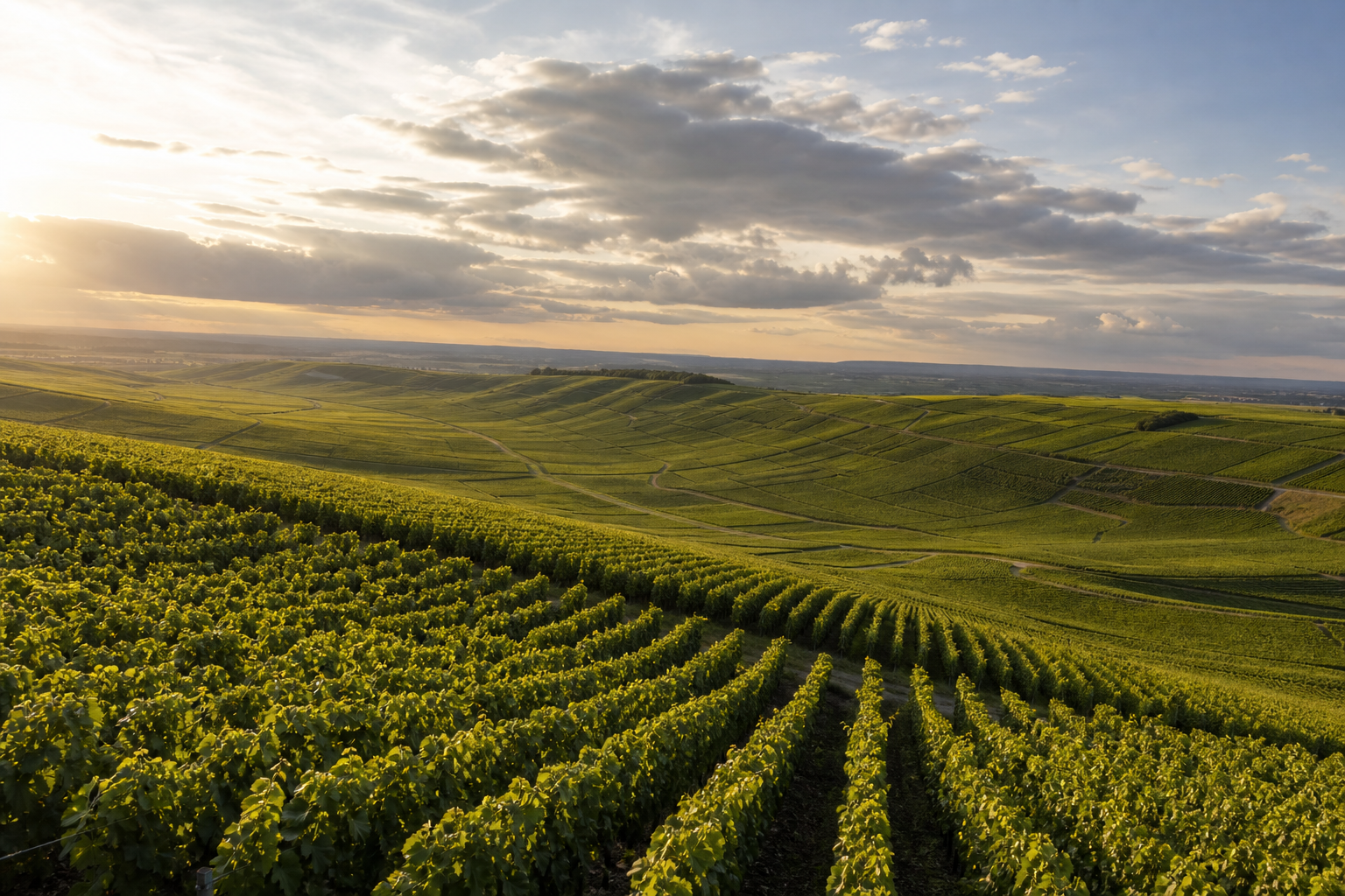 Panorama des vignobles de Champagne près de Reims